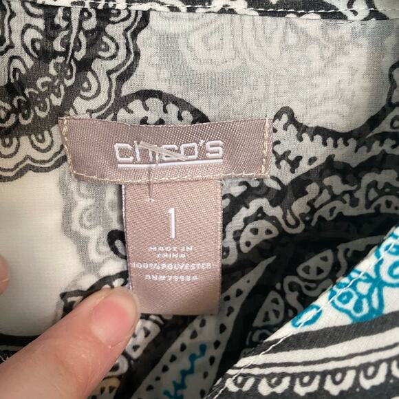 Chico’s Paisley Button Down Blouse 1 Medium - Picture 3 of 7